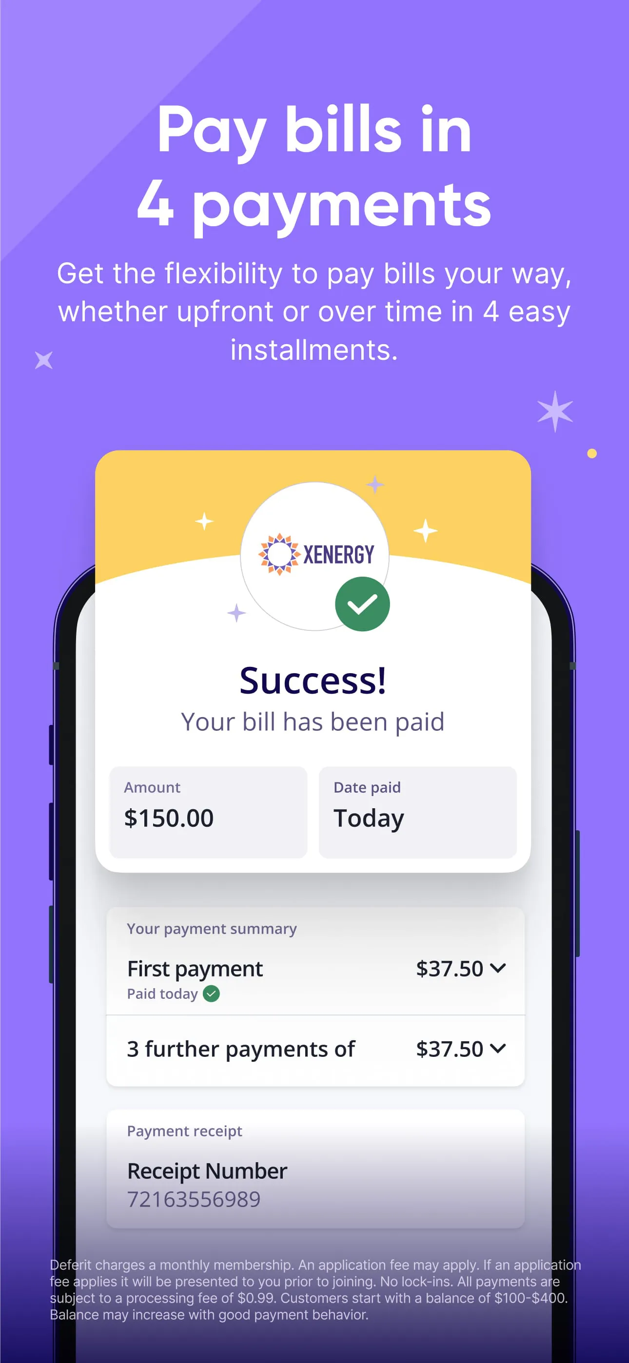 Deferit: Pay bills in 4